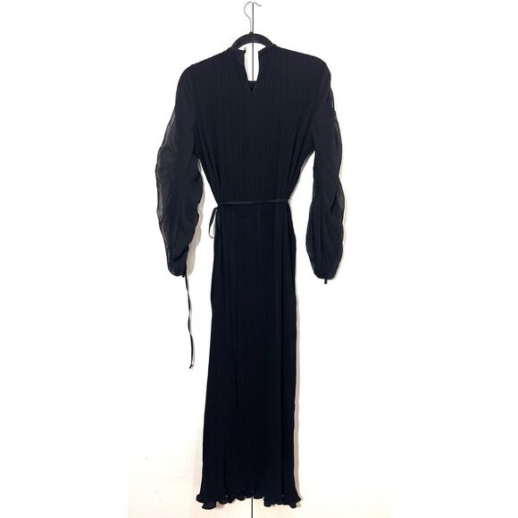 Never Fully Dressed Bon Plisse Maxi Dress Womens 10 Black Pleated Event Guest - Picture 2 of 8